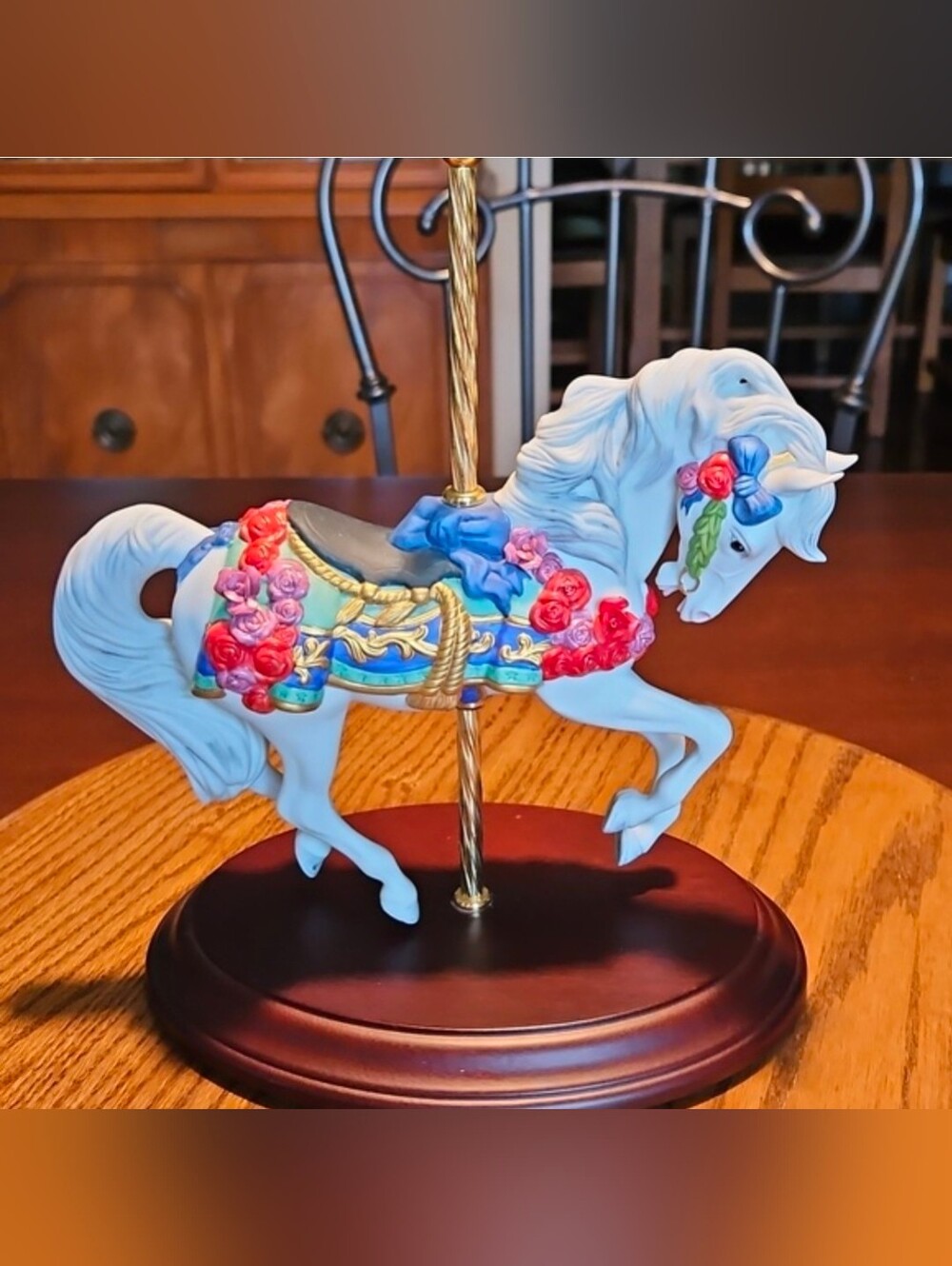 'Carousel Enchantment' Fine Porcelain White Carousel Horse W Graying Vintage